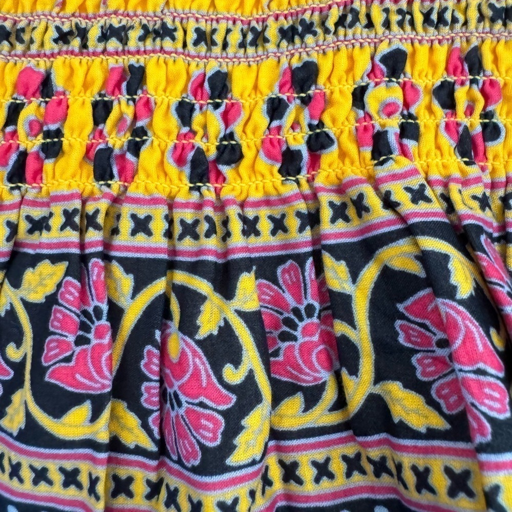 J.Crew Smocked Midi Skirt Yellow Floral Boho Flounce Hem Size 4 NWT - Picture 7 of 10